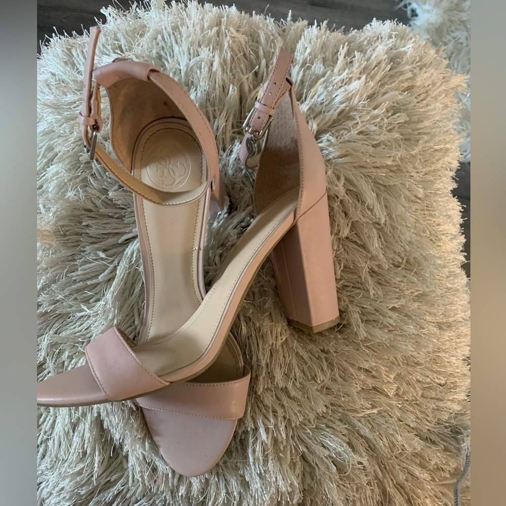 Guess Blush Pink Block Heel Sandals